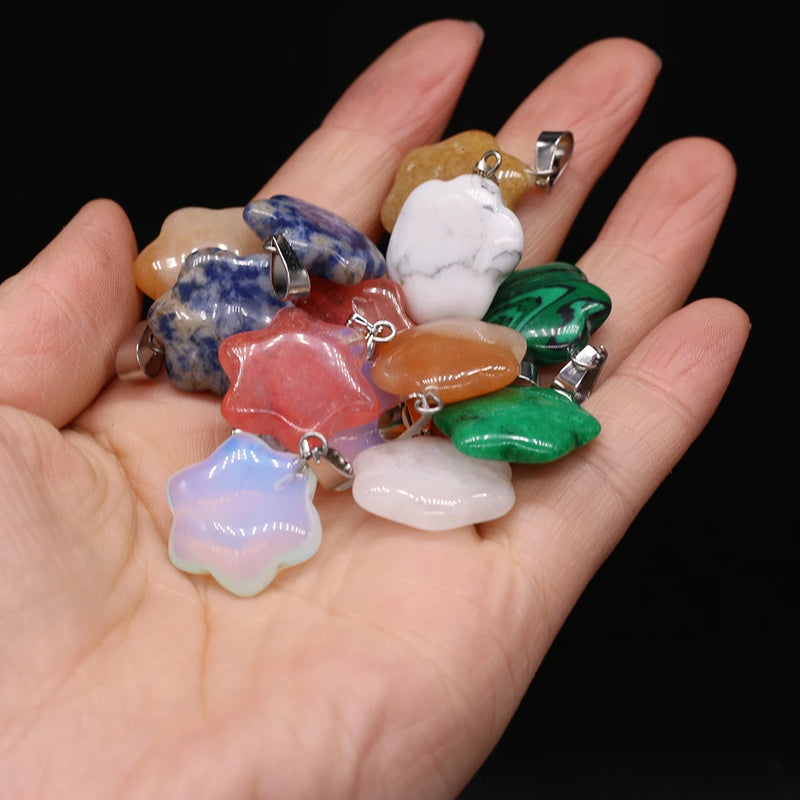 24 PCS Natural Turquoise Opal Sodalite Star Pendant DIY Jewelry Making