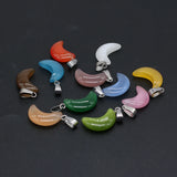 24 PCS Moon Shape Stone Pendant Jewelry Making Necklace Accessory 12x23mm