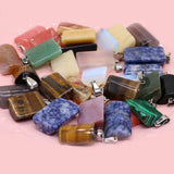 24 PCS Natural Agate Tiger Eye Cylindrical Pendant for DIY Necklace