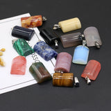 24 PCS Natural Agate Tiger Eye Cylindrical Pendant for DIY Necklace