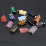 24 PCS Natural Agate Tiger Eye Cylindrical Pendant for DIY Necklace