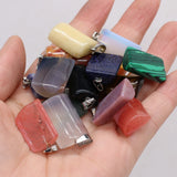 24 PCS Natural Agate Tiger Eye Cylindrical Pendant for DIY Necklace