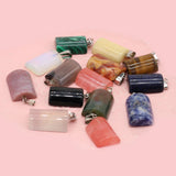24 PCS Natural Agate Tiger Eye Cylindrical Pendant for DIY Necklace