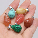 24 PCS Malachite Drop Shape Stone Pendant for Jewelry Making Necklace Charm Gift