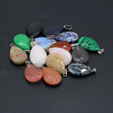 24 PCS Natural Stone Faceted Water Drop Pendants for Jewelry Making