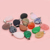 24 PCS Natural Stone Faceted Water Drop Pendants for Jewelry Making