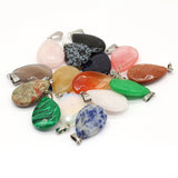 24 PCS Natural Stone Faceted Water Drop Pendants for Jewelry Making