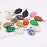 24 PCS Natural Stone Faceted Water Drop Pendants for Jewelry Making