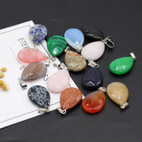 24 PCS Natural Stone Faceted Water Drop Pendants for Jewelry Making