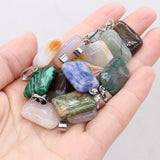 24 PCS Natural Stone Rectangular Pendant DIY Necklace Accessory Gemstone Charm