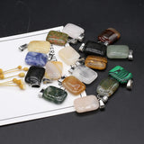 24 PCS Natural Stone Rectangular Pendant DIY Necklace Accessory Gemstone Charm