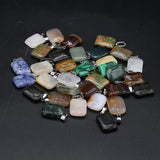 24 PCS Natural Stone Rectangular Pendant DIY Necklace Accessory Gemstone Charm