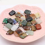 24 PCS Natural Stone Rectangular Pendant DIY Necklace Accessory Gemstone Charm