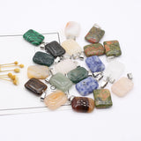 24 PCS Natural Stone Rectangular Pendant DIY Necklace Accessory Gemstone Charm