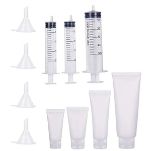 24 Pack 20/30/50/100ml Squeeze Cosmetic Tubes with Flip Caps & Syringes