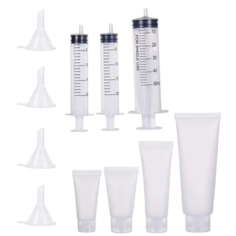 24 Pack 20/30/50/100ml Squeeze Cosmetic Tubes with Flip Caps & Syringes