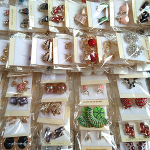 24 Pairs Vintage Hoop Earrings Women's Zircon Crystal NICKEL
