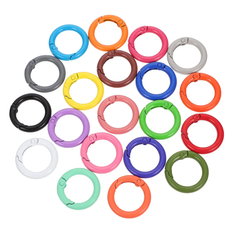 24 Pcs Circle Spring Clip Spring Clamp Round Carabiner Snap Spring Snap Clip