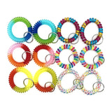 24 Pcs Colorful Spring Wrist Coil Keychain Stretchable Wrist Bracelet