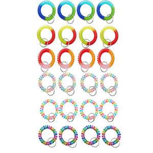 24 Pcs Colorful Spring Wrist Coil Keychain Stretchable Wrist Bracelet