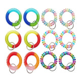 24 Pcs Colorful Spring Wrist Coil Keychain Stretchable Wrist Keychain Bracelet