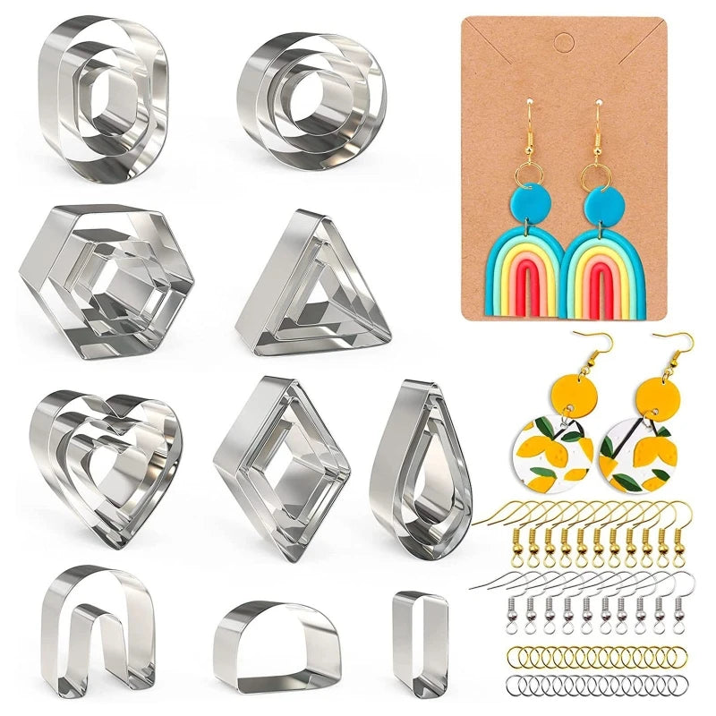 24 Pcs Stainless Steel Clay Earring Cutters with Earring Cards