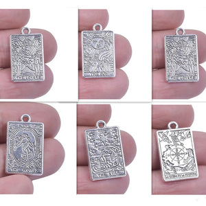 24 Pcs Tarot Charms Jewelry Making Alloy Pendant Gift