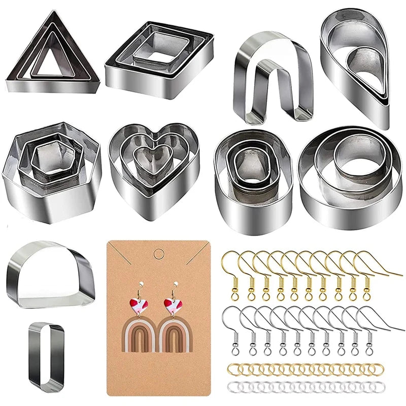 24 Pc Polymer Clay Cutters Set with Earring Cards & Hooks