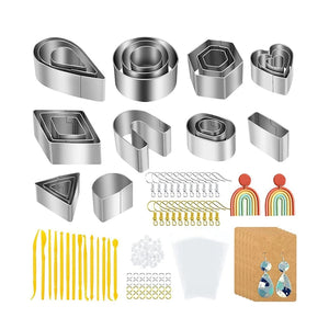 Polymer Clay Earring Cutters Set, 24 Pc with Cards & Hooks