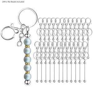 24 Metal Beadable Keychain Blanks for DIY Crafts