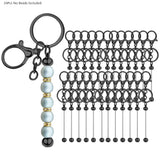 24 Metal Beadable Keychain Blanks for DIY Crafts