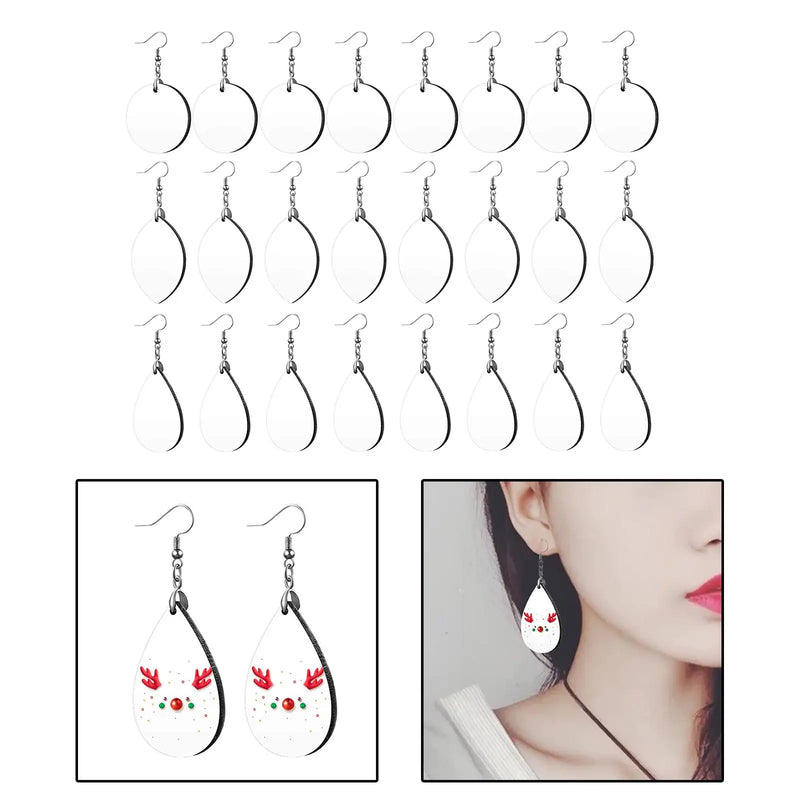 24 Sublimation Earrings Blank Wire Hooks for Women Girls