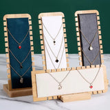 24 Slots Wood Jewelry Display Stand Holder Pendant Chain Handing Necklace Easel