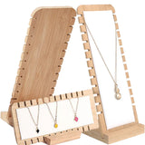 24 Slots Wood Jewelry Display Stand Holder Pendant Chain Handing Necklace Easel