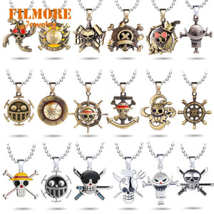 Anime One Piece Luffy Pirate Skull Pendant Necklace Choker