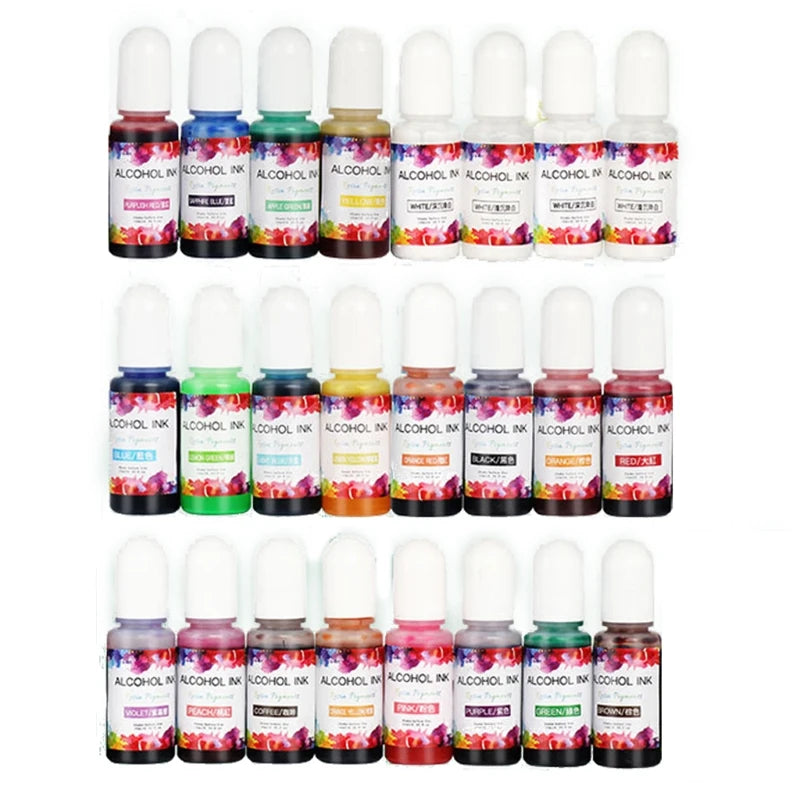24 Alcohol Ink Pigment Epoxy Resin Paint - Vibrant High Concentration Dye