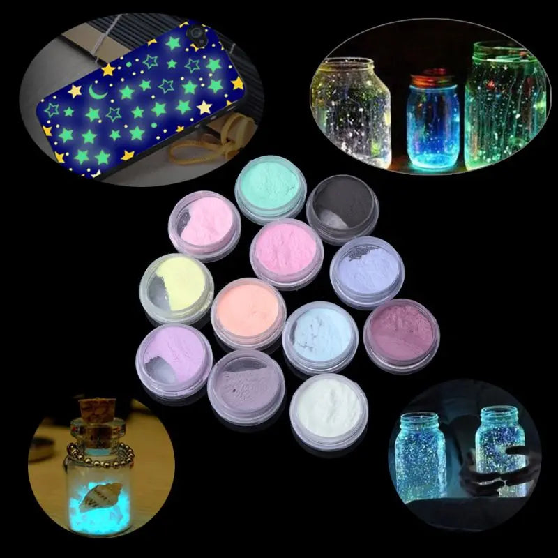 24 pcs Glow-in-the-Dark Powder & Pearl Pigment Set Resin Jewelry DIY Craft
