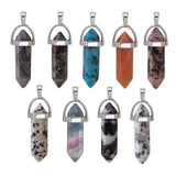 24pcs Mixed Natural Stone Carnelian Quartz Point Pendant Charms