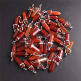 24pcs Mixed Natural Stone Carnelian Quartz Point Pendant Charms