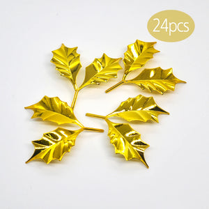 24Pcs Artificial Plastic Colored Leaves for Home Christmas Wedding Decor DIY