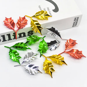 24Pcs Artificial Plastic Colored Leaves for Home Christmas Wedding Decor DIY