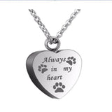 Stainless Steel Dog Paw Print Memorial Urn Necklace for Ashes