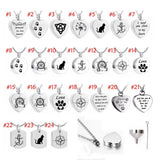 Stainless Steel Dog Paw Print Memorial Urn Necklace for Ashes
