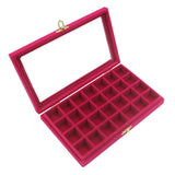 Fine Velvet Ring Display Box Organizer with Glass Cover