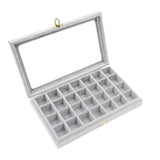Fine Velvet Ring Display Box Organizer with Glass Cover