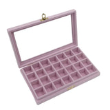 Fine Velvet Ring Display Box Organizer with Glass Cover