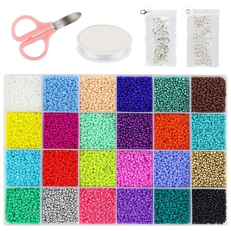 24000 Pcs Glass Seed Beads 2MM Small Beads for Jewelry Making