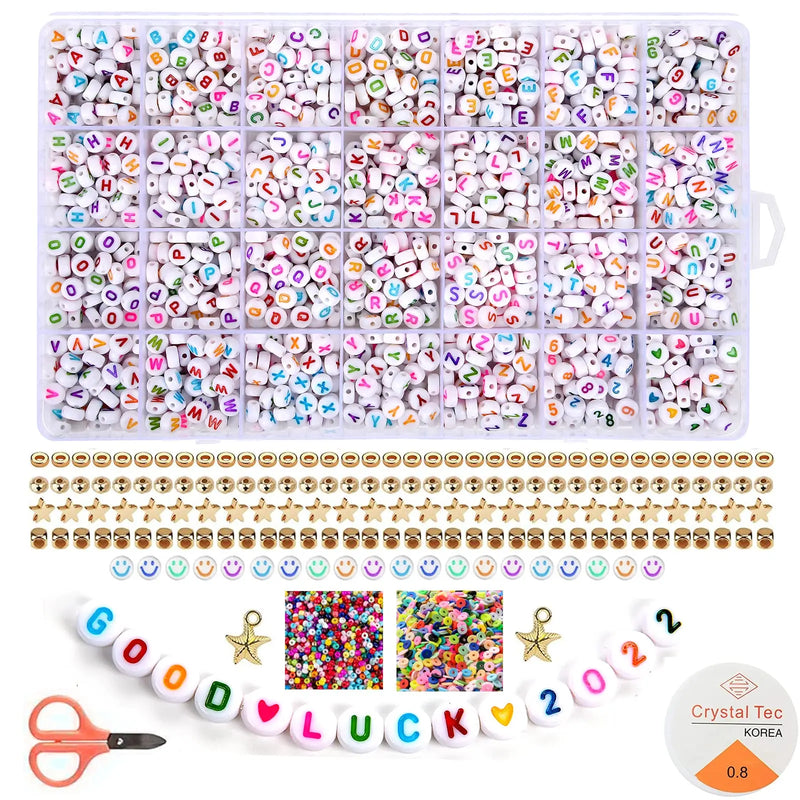 Colorful Letter Beads Bracelets Kit DIY Necklace 7x4mm