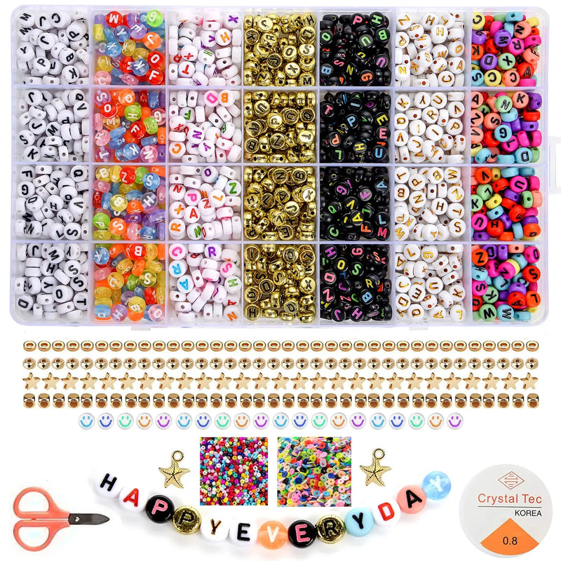2400 Mixed Letter Beads Bracelet Making Kit DIY Necklace Accessories