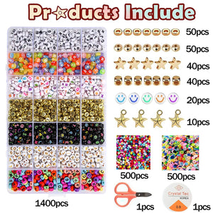 2400 Mixed Letter Beads Bracelet Making Kit DIY Necklace Accessories